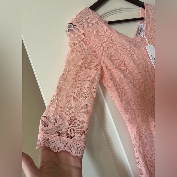 Jasambac Blush Pink Lace Mid-Length Dress Women’s size Small - Picture 13 of 16